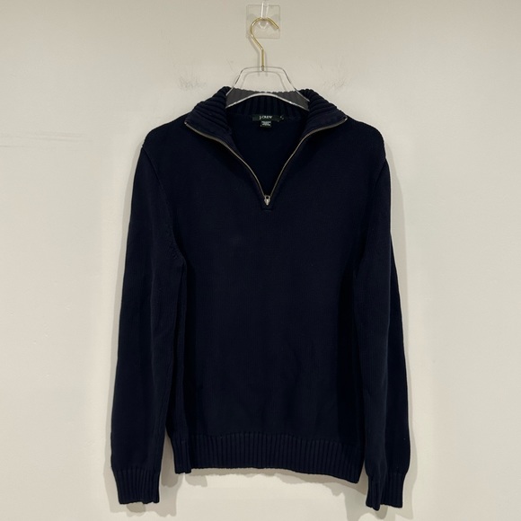 JCrew Mens Heritage Cotton Half-zip Sweater in Navy Size Medium - Picture 5 of 9